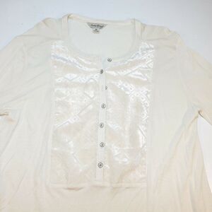 LUCKY BRAND Womens Sz M VELVET FRONT LONG SLEEVE BLOUSE TOP SHIRT